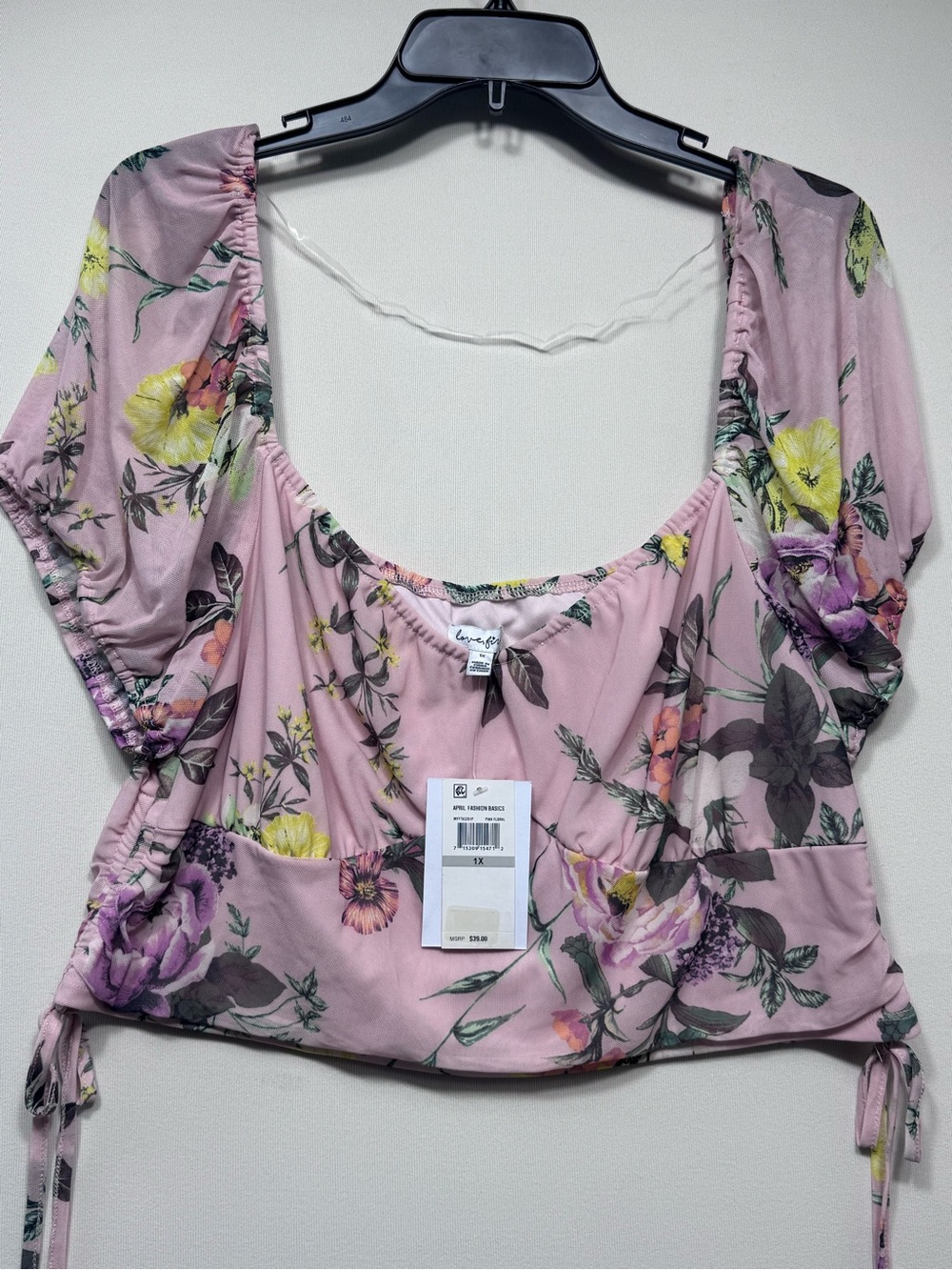 Love Fire Womens Floral Crop Top Blouse Multicolor, Size 1X